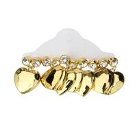 Stainless Steel Drop Earring gold color plated 6 pieces & fashion jewelry & for woman & with rhinestone golden 43mm Sold By Set