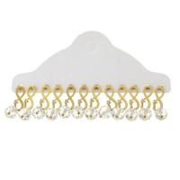 Edelstahl Tropfen Ohrring, mit Acryl, goldfarben plattiert, 6 Stück & Modeschmuck & für Frau, klar, 28mm, 6PaarePärchen/setzen, verkauft von setzen