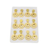 Stainless Steel Drop Earring, gold color plated, 6 pieces & fashion jewelry & for woman & with rhinestone, golden, 16x22x14mm, 6Pairs/Set, Sold By Set