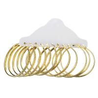 Stainless Steel Hoop Earring, Round, gold color plated, 6 pieces & fashion jewelry & for woman, golden, 47x49x2mm, 6Pairs/Set, Sold By Set