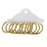 Stainless Steel Hoop Earring, Round, gold color plated, 6 pieces & fashion jewelry & for woman, golden, 4x38x34mm, 6Pairs/Set, Sold By Set