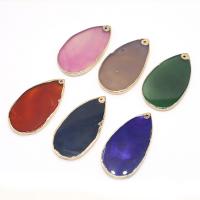 Agate Jewelry Pendants, Gemstone, with Brass, Teardrop, gold color plated, fashion jewelry & different materials for choice, more colors for choice, 35x70mm, Sold By PC