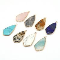 Gemstone Pendants Jewelry, with Brass, gold color plated, DIY & different materials for choice, more colors for choice, 20x40mm, Sold By PC