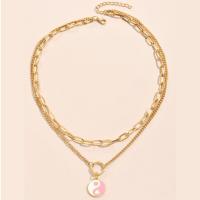 Zinc Alloy Jewelry Necklace plated fashion jewelry & ying yang & enamel 46cm 49cm Sold By PC