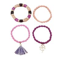 Resin Bracelet Set bracelet with Polyester Cord & Zinc Alloy plated 4 pieces & fashion jewelry Inner Approx 55mm Sold By Set