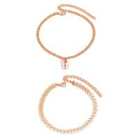 Tibetan Style Anklet, with acrylic rhinestone, with 2.76 extender chain, gold color plated, 2 pieces & fashion jewelry, golden, 21cm,20cm, Sold By Set