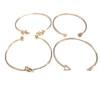 Zinc Alloy Cuff Bangle plated 4 pieces & fashion jewelry & with rhinestone 6.5cm 6cm Sold By Set