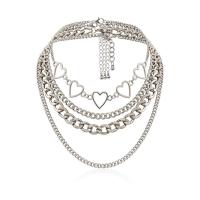 Multi Layer Necklace Zinc Alloy plated 4 pieces & fashion jewelry 32cm 35cm36cm 46cm Sold By Set