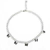 Titanium Steel Necklace Butterfly silver color plated fashion jewelry silver color Length 40 cm Sold By PC
