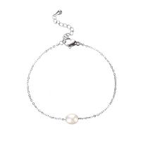 Freshwater Cultured Pearl Bracelet, Stainless Steel, with Freshwater Pearl, with 1.18Inch extender chain, plated, for woman, more colors for choice, Length:Approx 6.1 Inch, Sold By PC