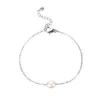 Pulseras de Perlas Freshwater, acero inoxidable, con Perlas cultivadas de agua dulce, con 1.18Inch extender cadena, chapado, para mujer, más colores para la opción, longitud aproximado 6.1 Inch, Vendido por UD