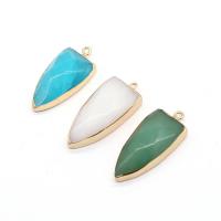 Gemstone Pendants Jewelry, Natural Stone, with Brass, Triangle, gold color plated, different materials for choice & Unisex & faceted, more colors for choice, 15x37mm, Sold By PC