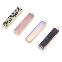 Gemstone Přívěsky Šperky, Přírodní kámen, s Mosaz, Obdélník, barva pozlacený, různé materiály pro výběr & unisex, více barev na výběr, 8x37mm, Prodáno By PC
