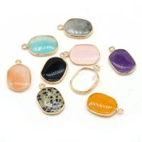 Gemstone Pendants Jewelry Natural Stone with Brass Oval gold color plated & Unisex Sold By PC