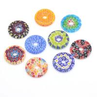 Millefiori Slice Lampwork Pendants, Donut, more colors for choice, 30x30mm, Sold By PC
