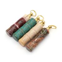 Natural Stone Perfume Bottle Pendant, with Brass, Bamboo, gold color plated, different materials for choice & Unisex, more colors for choice, 11x48mm, Sold By PC