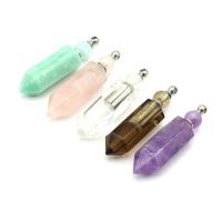 Natural Stone Perfume Bottle Pendant with Brass Conical silver color plated & Unisex Sold By PC