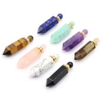Natural Stone Perfume Bottle Pendant, with Brass, Conical, gold color plated, different materials for choice & Unisex, more colors for choice, 14x50mm, Sold By PC