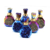 Natural Stone Perfume Bottle Pendant, with Brass, Polygon, plated, druzy style & Unisex, more colors for choice, 20x35mm, Sold By PC