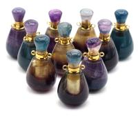 Fluorit Parfüm-Flasche-Anhänger, mit Messing, goldfarben plattiert, unisex, keine, 18x34mm, verkauft von PC