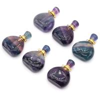 Natural Fluorite Perfume Bottle Pendant with Brass gold color plated Unisex Sold By PC