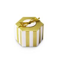 Jewelry Gift Box, Paper, Hexagon, printing, different designs for choice & gold accent, 48x25x30mm, Sold By PC