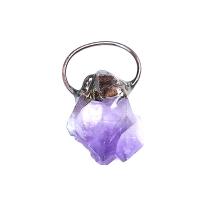 Amethyst Pendant, with Brass, gold color plated, fashion jewelry, purple, 25-40mm, Sold By PC