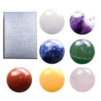 misto de pedras semi-preciosas Bola Esfera, polido, 7 peças, cores misturadas, 25mm, 7PC/Defina, vendido por Defina