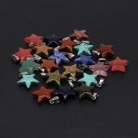 Gemstone Pendants Jewelry, with Tibetan Style, Star, silver color plated, random style & fashion jewelry, mixed colors, 20x20mm, 10PCs/Bag, Sold By Bag