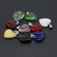 Gemstone Pendants Jewelry, with Tibetan Style, Heart, silver color plated, random style & fashion jewelry, mixed colors, 20x20mm, 10PC/Bag, Sold By Bag