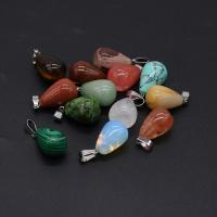 Gemstone Pendants Jewelry, with Tibetan Style, Teardrop, silver color plated, random style & fashion jewelry, mixed colors, 20x22mm, 10PC/Bag, Sold By Bag