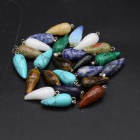 Gemstone Pendants Jewelry with Zinc Alloy silver color plated random style & fashion jewelry mixed colors Sold By Bag