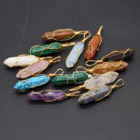 Gemstone Pendants Jewelry with Brass gold color plated random style & fashion jewelry mixed colors Sold By Bag