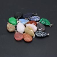 Gemstone Pendants Jewelry with Zinc Alloy Teardrop silver color plated random style & fashion jewelry & faceted mixed colors Sold By Bag