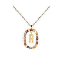 Zinc Alloy Jewelry Necklace Alphabet Letter gold color plated & with rhinestone golden nickel lead & cadmium free Length 15.75 Inch Sold By PC