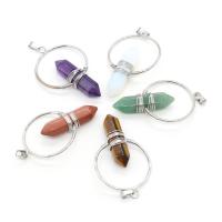 Gemstone Pendants Jewelry, with Tibetan Style, DIY & different materials for choice, more colors for choice, 37x60mm, Sold By PC