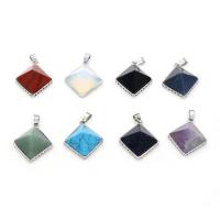 Gemstone Pendants Jewelry with Zinc Alloy Square silver color plated DIY & faceted Sold By PC
