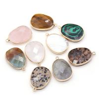 Gemstone Pendants Jewelry with Zinc Alloy Oval gold color plated DIY & faceted Sold By PC