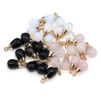 Gemstone Pendants Jewelry, with Brass, Teardrop, gold color plated, DIY & different materials for choice, more colors for choice, 8x12mm, Sold By PC