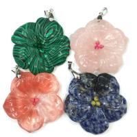 Gemstone Pendants Jewelry, Flower, DIY & different materials for choice, more colors for choice, 50mm, Sold By PC