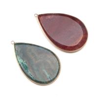 Agate Jewelry Pendants, with Brass, Teardrop, silver color plated, DIY & different materials for choice, more colors for choice, 42x63mm, Sold By PC