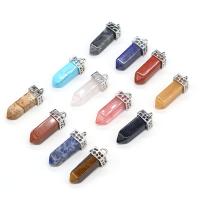 Gemstone Pendants Jewelry, with Tibetan Style, Conical, silver color plated, DIY & different materials for choice, more colors for choice, 12x36mm, Sold By PC
