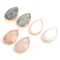 Gemstone Pendants Jewelry, with Tibetan Style, Teardrop, gold color plated, DIY & different materials for choice & faceted, more colors for choice, 23x40x10mm, Sold By PC
