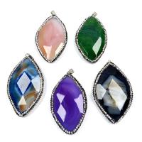 Agate Κοσμήματα Μενταγιόν, με πηλό rhinestone pave, Horse Eye, DIY & πολύπλευρη, περισσότερα χρώματα για την επιλογή, 35x60mm, Sold Με PC