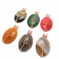 Agate Jewelry Pendants, with brass wire, Teardrop, rose gold color plated, DIY, more colors for choice, 30x50mm, Sold By PC