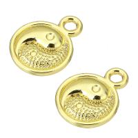 Tibetan Style Pendants, Flat Round, gold color plated, ying yang, 10x13x2mm, Hole:Approx 2mm, Sold By PC