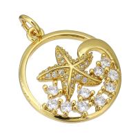 Cubic Zirconia Micro Pave Brass Pendant, gold color plated, micro pave cubic zirconia & hollow, 17x20x4mm, Hole:Approx 2mm, Sold By PC