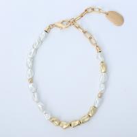 Collier de bijoux en alliage de zinc, avec perle, Placage, pour femme, couleurs mélangées, Longueur:45 cm, Vendu par PC