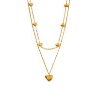 Collar de Acero Titanio, Partículas de acero, chapado, para mujer, dorado, 12x12mm, longitud:47 cm, Vendido por UD