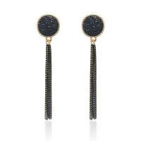 Fashion Fringe Boucles d'oreilles, alliage de zinc, avec Acrylique, bijoux de mode & pour femme, noire, 72x17mm, Vendu par paire